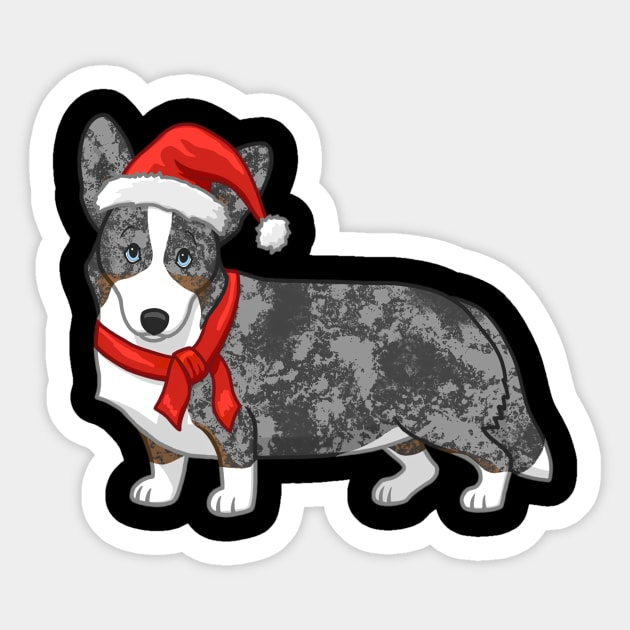 Cute Blue Merle Cardigan Corgi Christmas Santa Hat Sticker by yangho